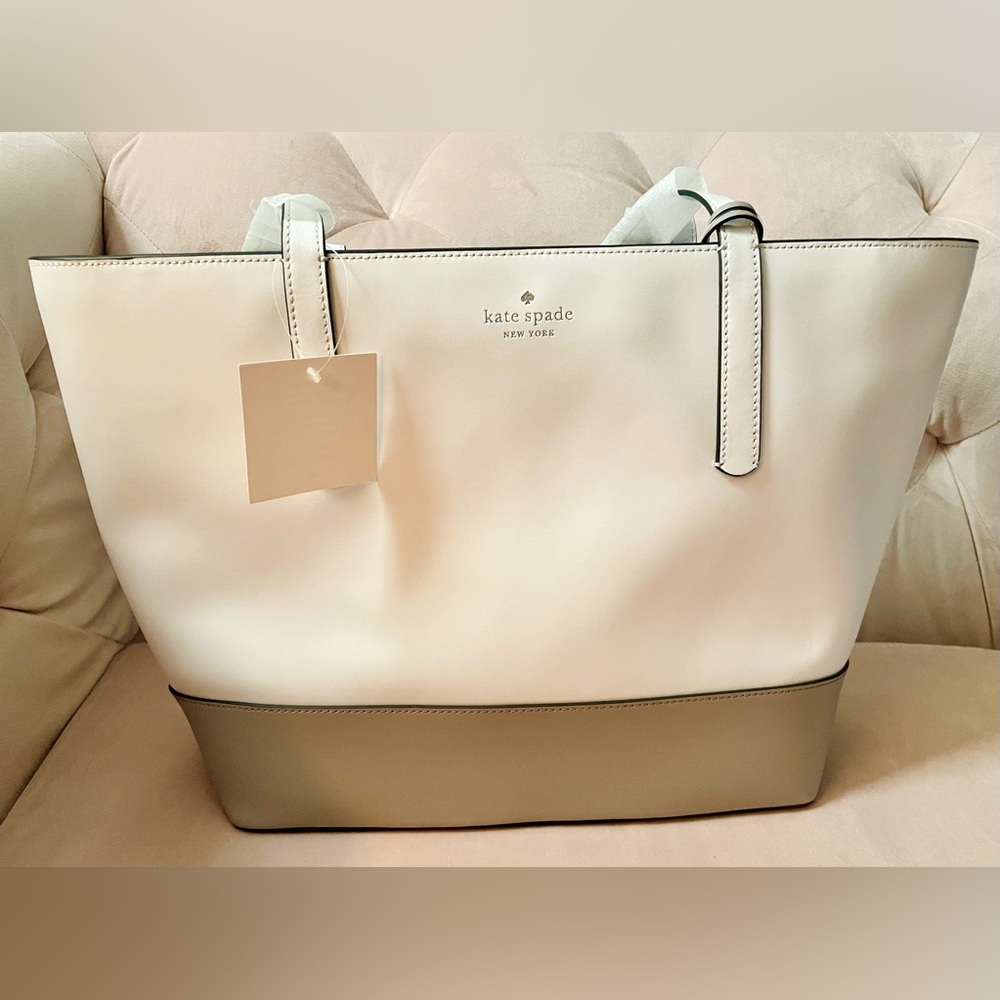 NWT - Kate Spade ♠️ Briel Tote; White & Grey/Silver